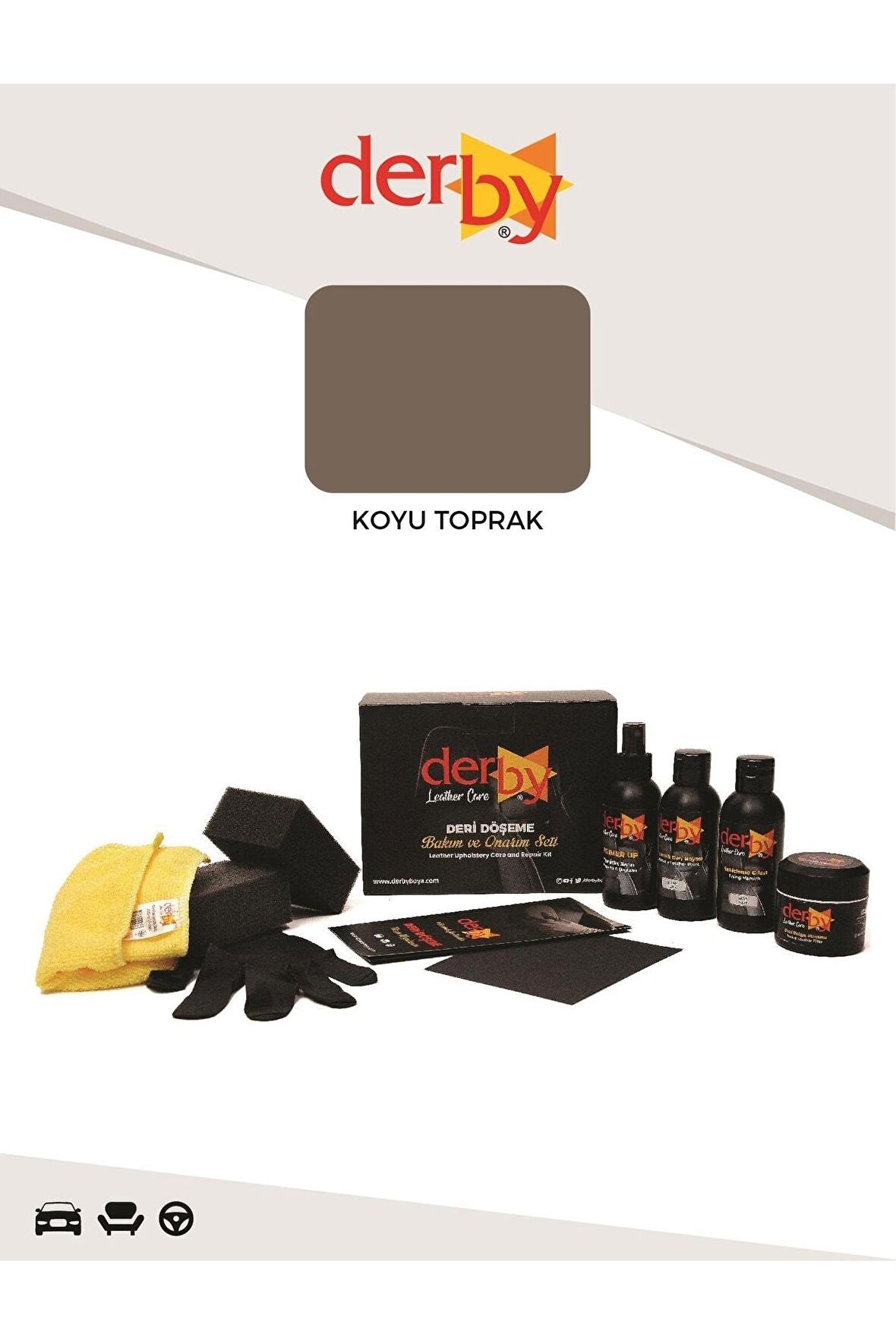 Koyu Toprak Deri Döşeme Boyama, Onarım Seti - Çatlak Ve Yırtık Deri Dolgu Macunu - 4'lü Set