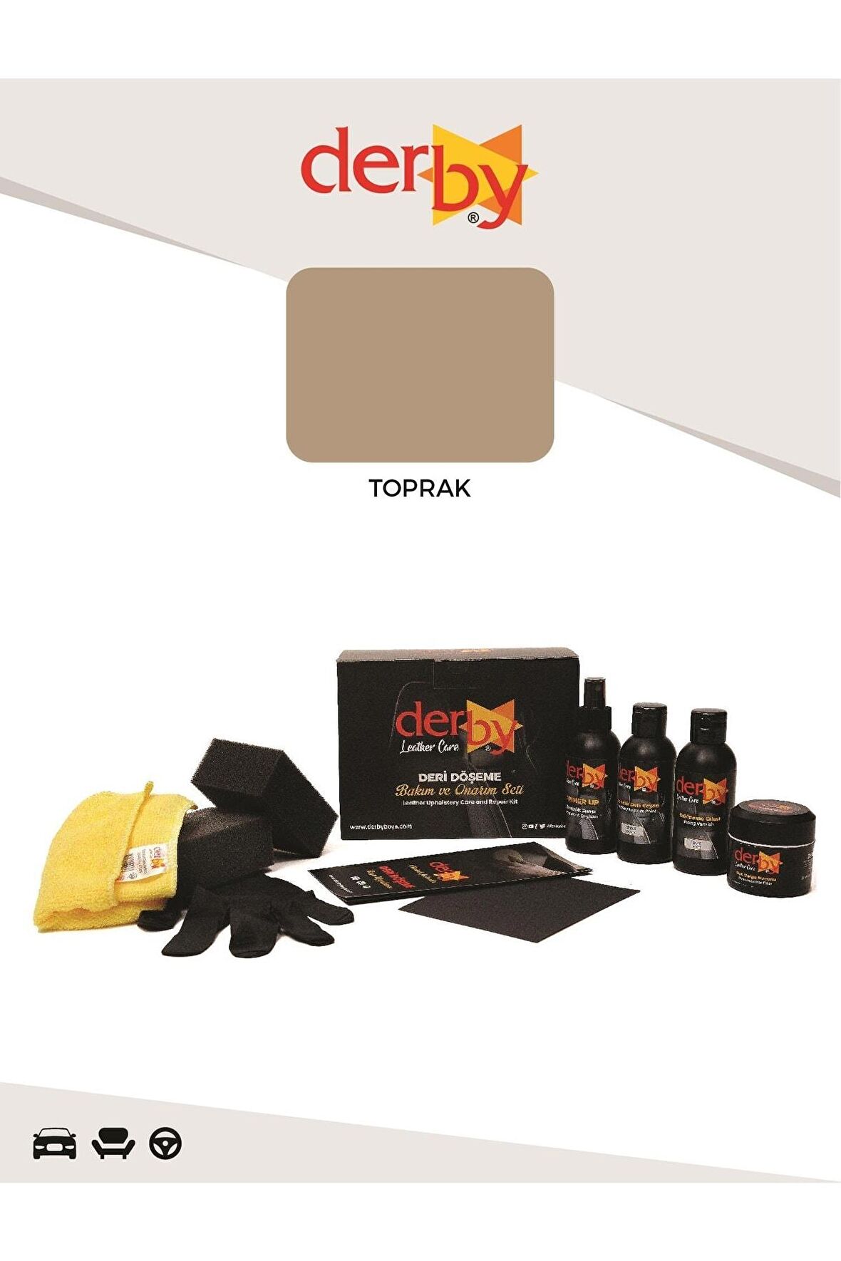 Toprak Deri Döşeme Boyama, Onarım Seti - Çatlak Ve Yırtık Deri Dolgu Macunu - 4'lü Set