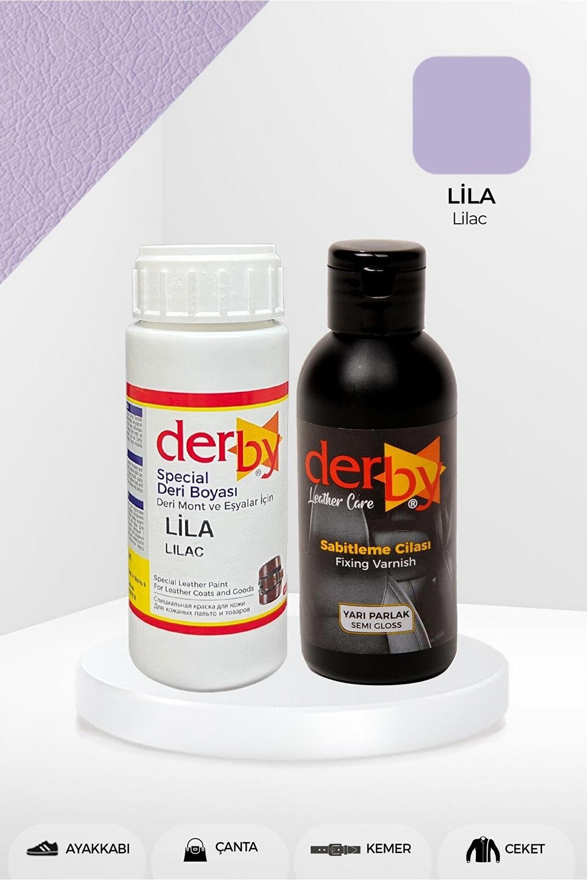 Special Lila Deri Boyası ve Cilası 100 mL - 2'li Set / Mont Eşya Çanta Deri Boyası