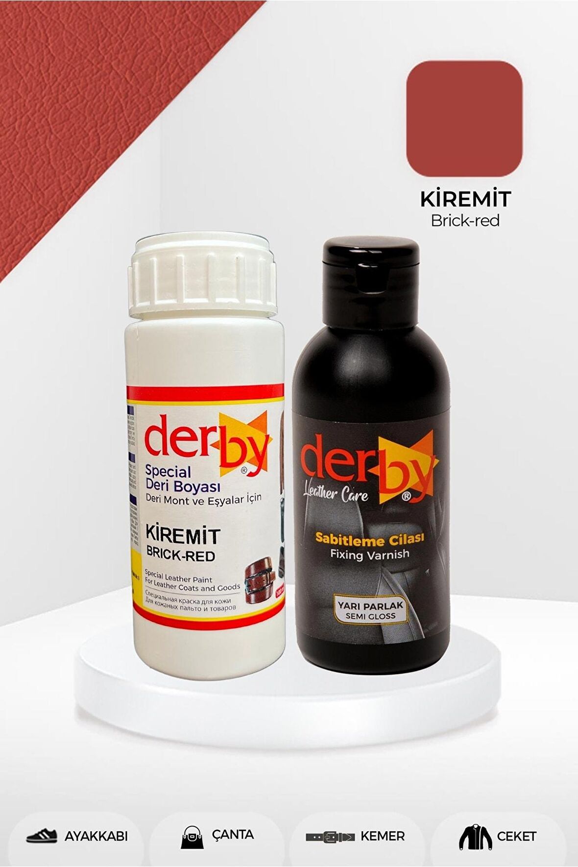 Special Kiremit Deri Boyası ve Cilası 100 mL - 2'li Set / Mont Eşya Çanta Deri Boyası