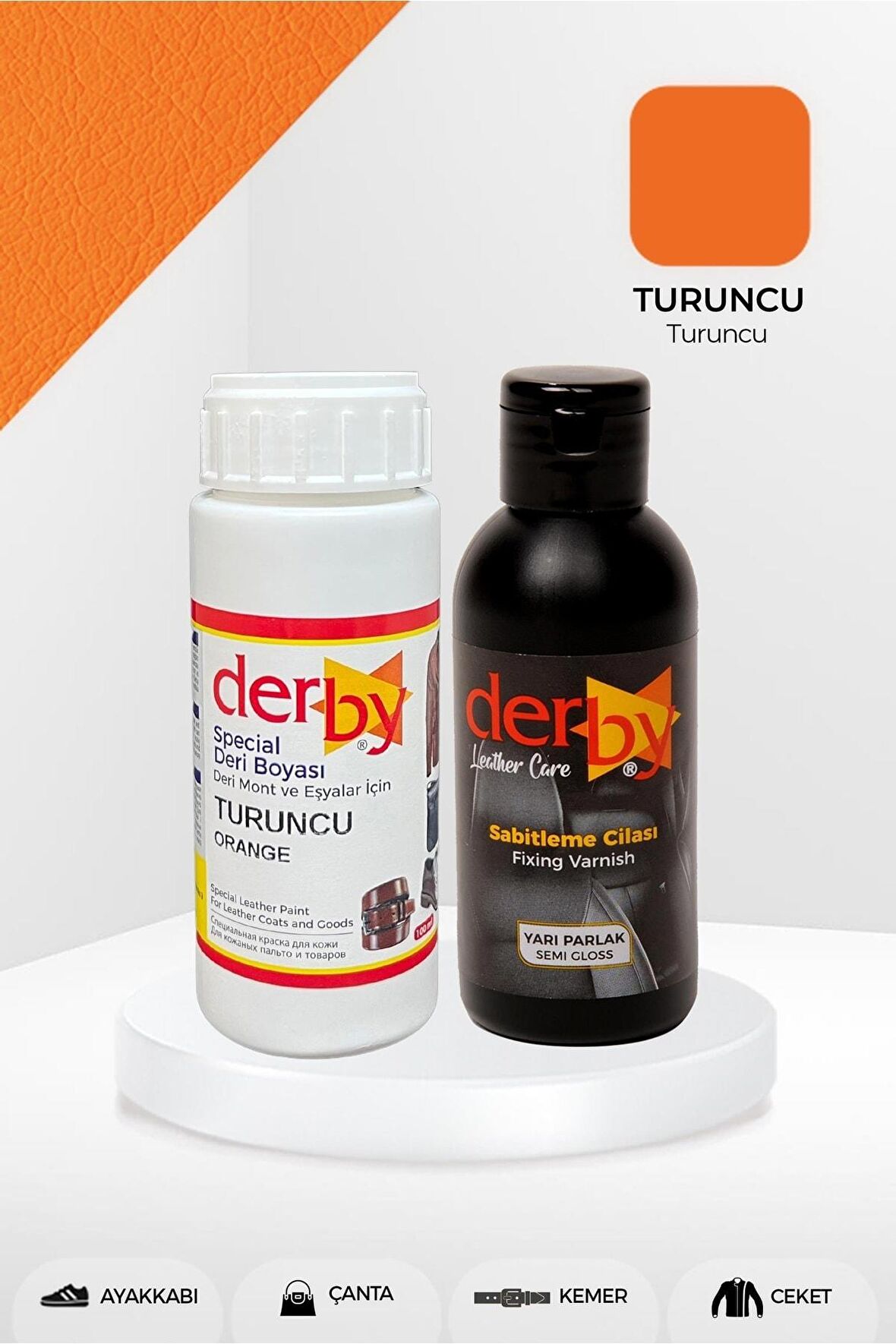 Special Turuncu Deri Boyası ve Cilası 100 mL - 2'li Set / Mont Eşya Çanta Deri Boyası
