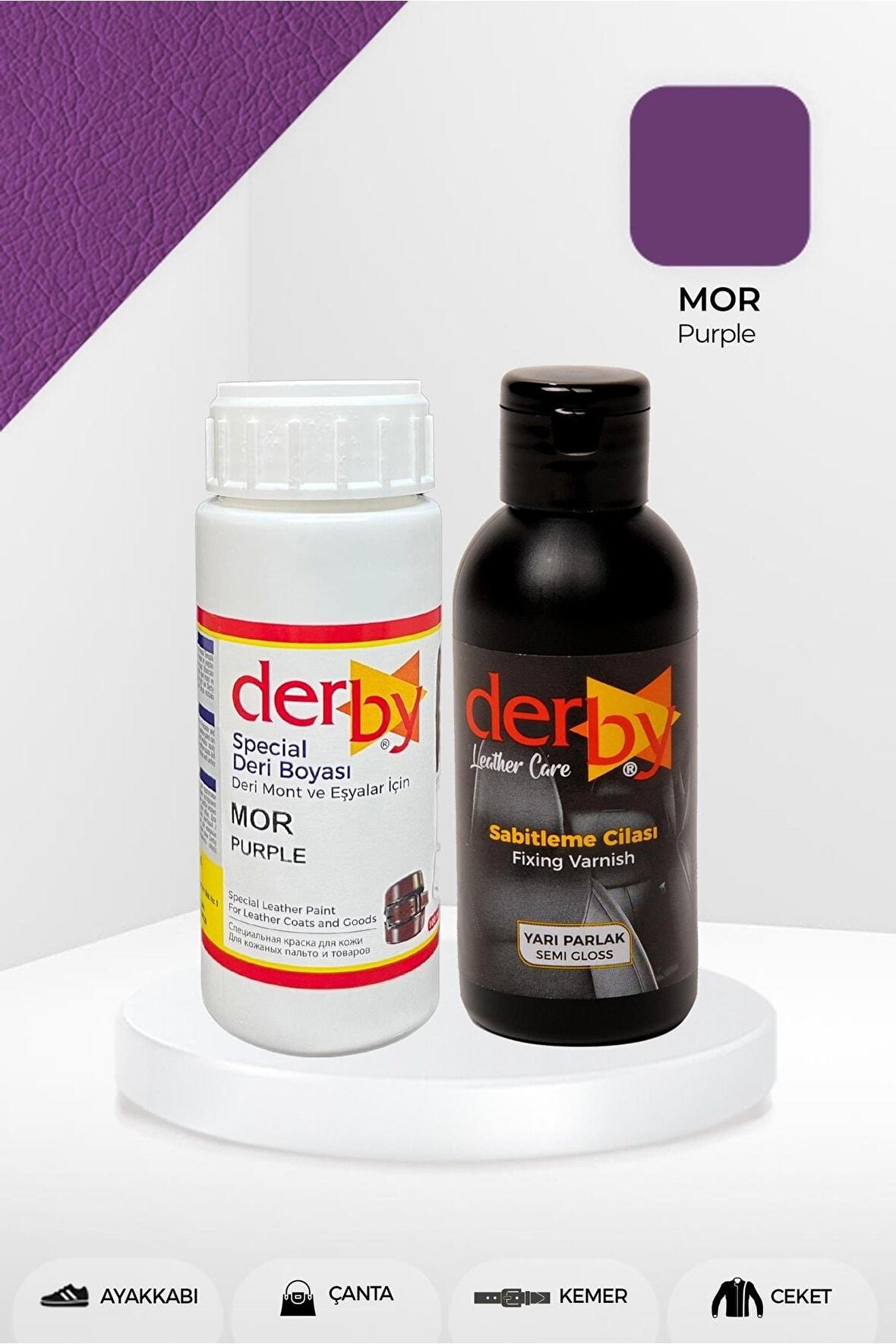 Special Mor Deri Boyası ve Cilası 100 mL - 2'li Set / Mont Eşya Çanta Deri Boyası