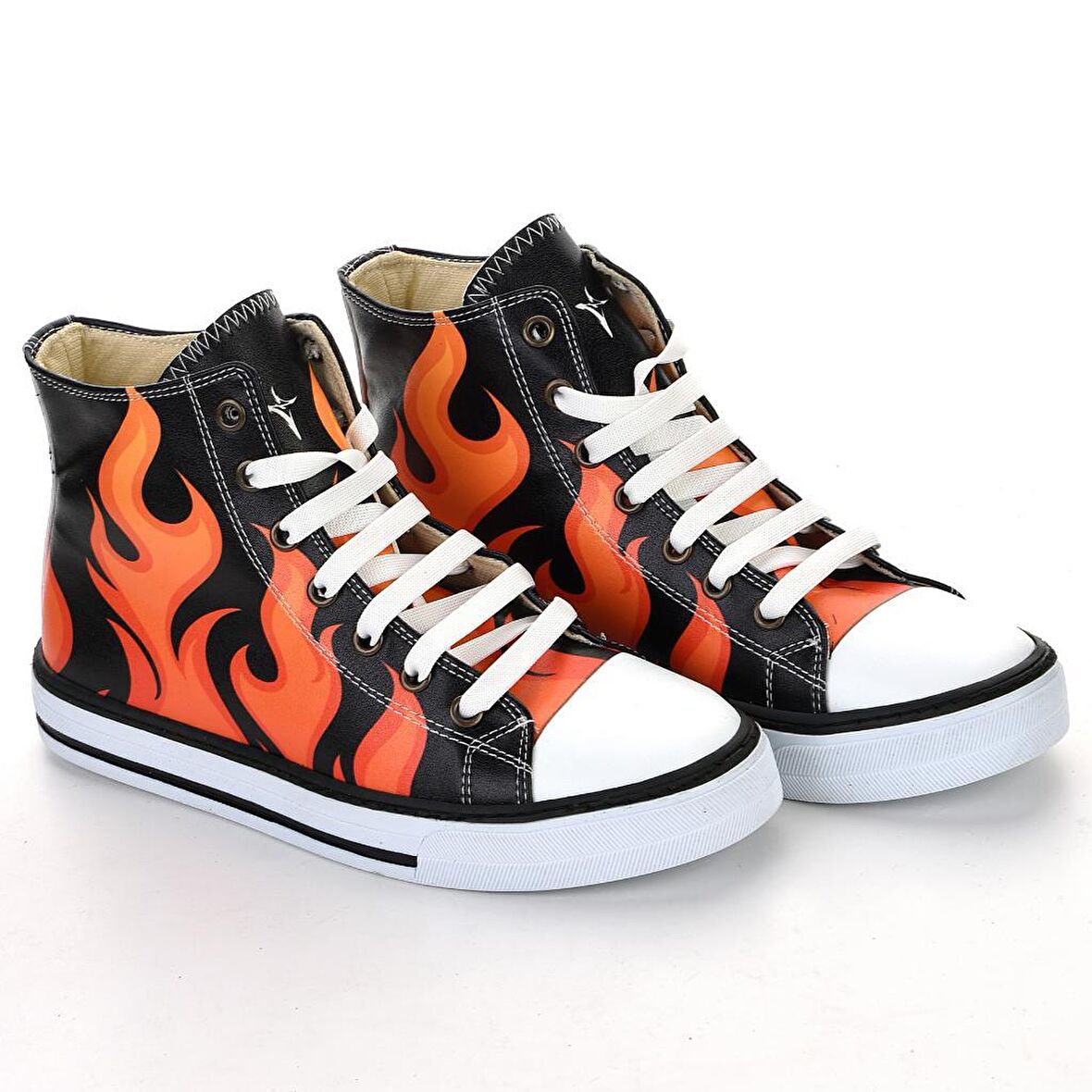 Ateş Siyah Beyaz Unisex Spor Ayakkabı Günlük Bot Sneakers Kaydırmaz Taban 7115