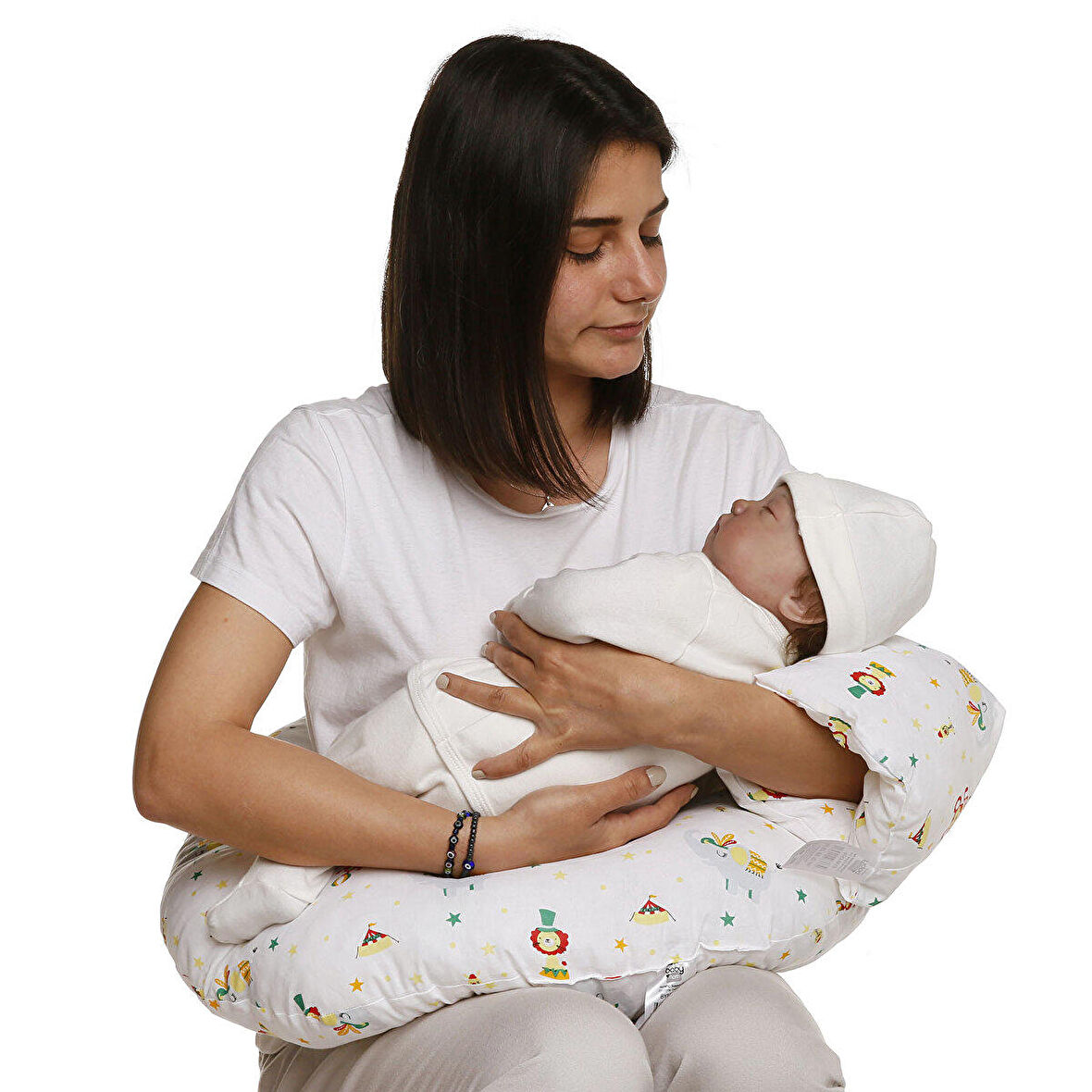 baby mom Emzirme Seti (Emzirme Minderi + Mini Emzirme Yastığı + Emzirme Önlüğü)