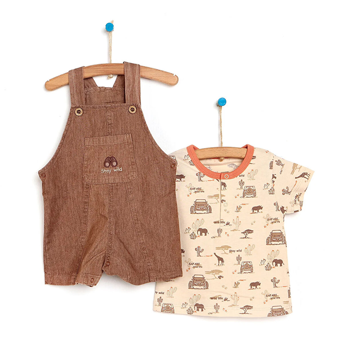 HelloBaby Safari Salopet-Tshirt Erkek Bebek