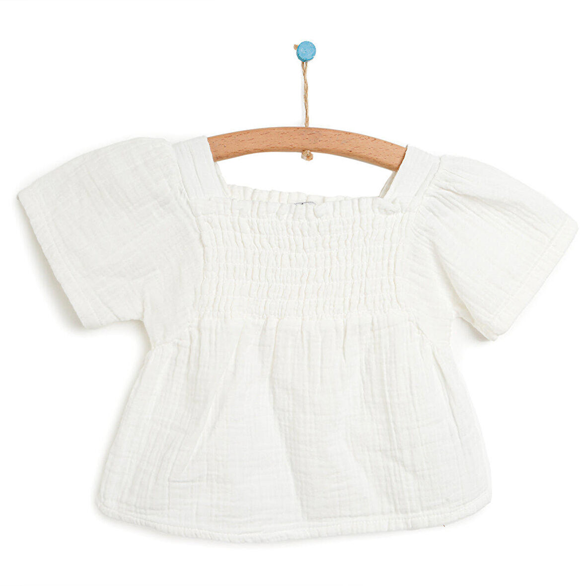 HelloBaby Basic Balon Kollu Poplin Bluz Kız Bebek