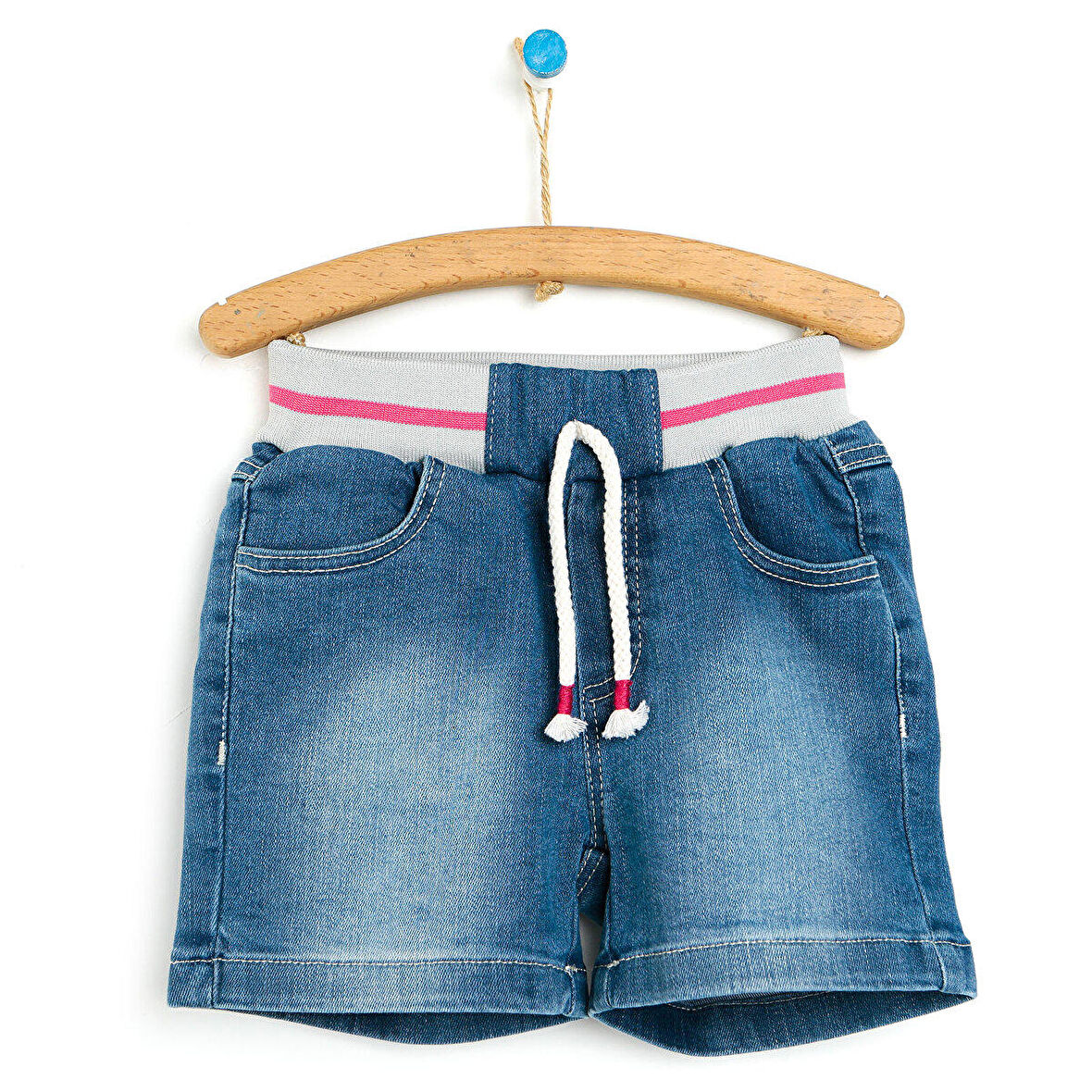 HelloBaby Basic Kız Bebek Lastikli Denim Şort