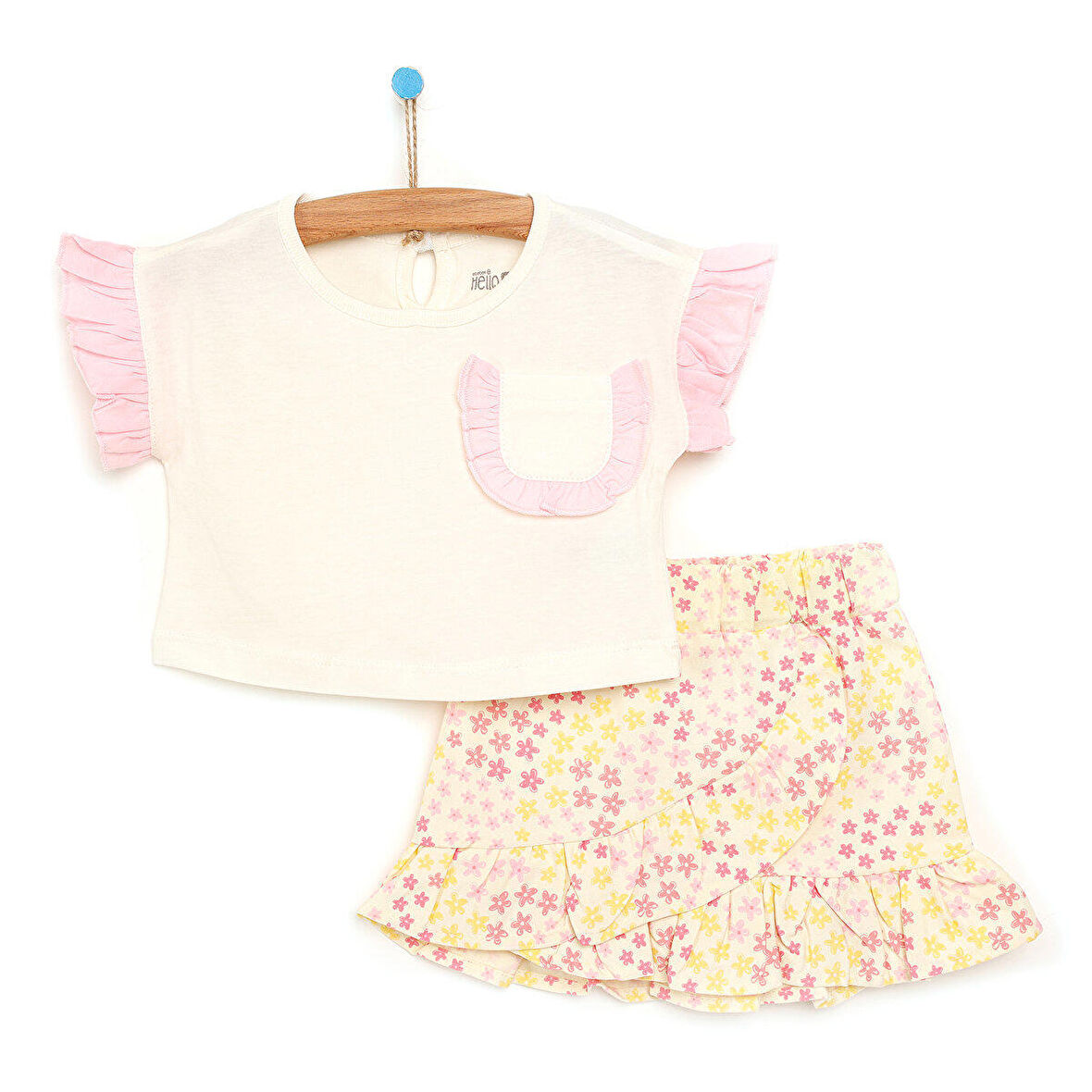 HelloBaby Cheerful Summer Flowers Bluz-Etek Kız Bebek