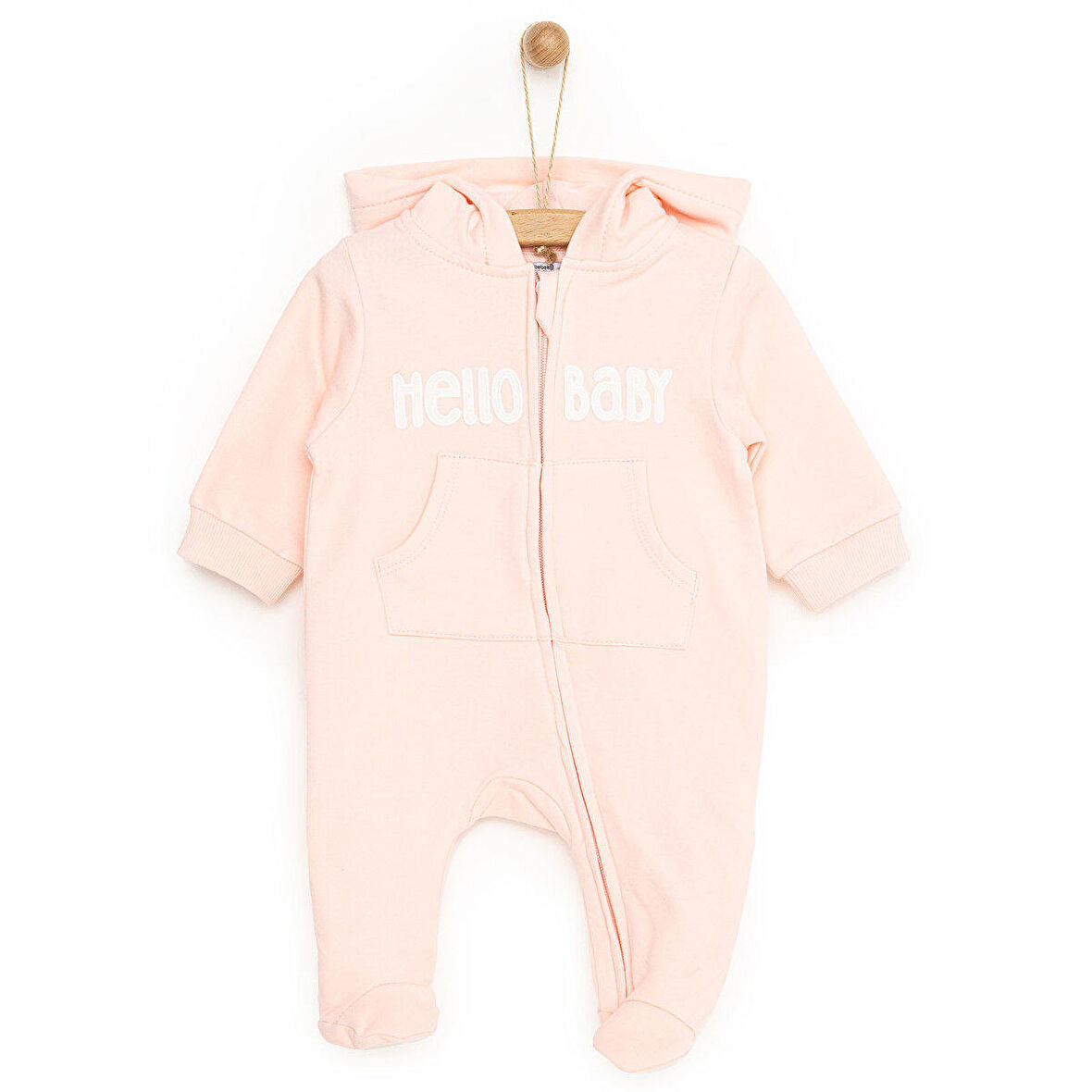 HelloBaby Yenidoğan Kapüşonlu Nakışlı Patikli Tulum Unisex