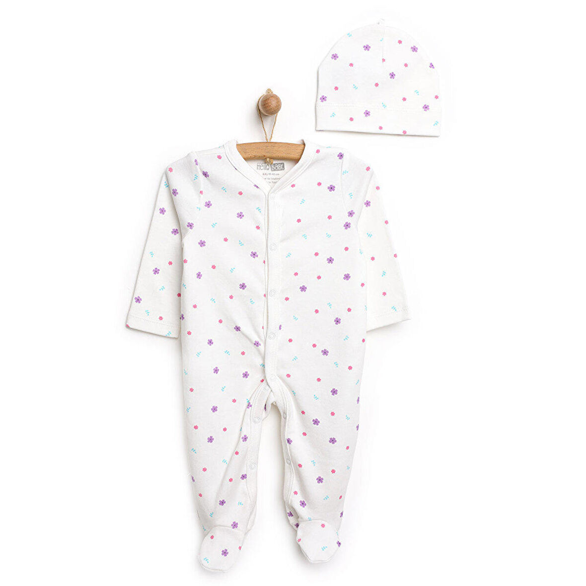 HelloBaby Yenidoğan Patikli Tulum Şapka