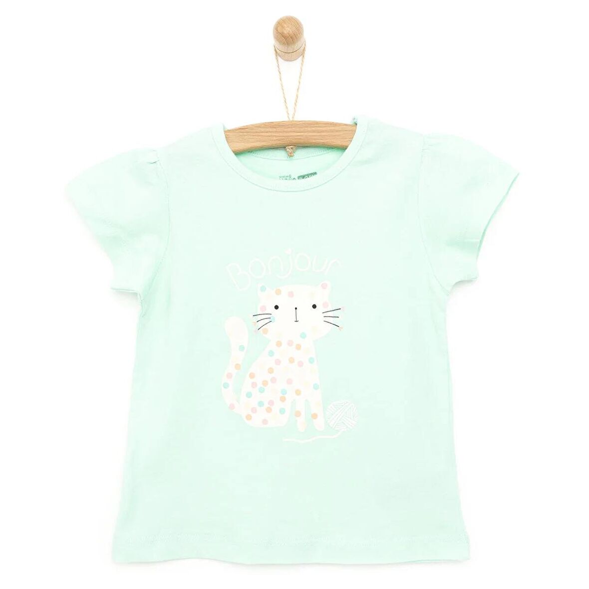 HelloBaby Basic Renkli Kedi Baskılı Tshirt Kız Bebek