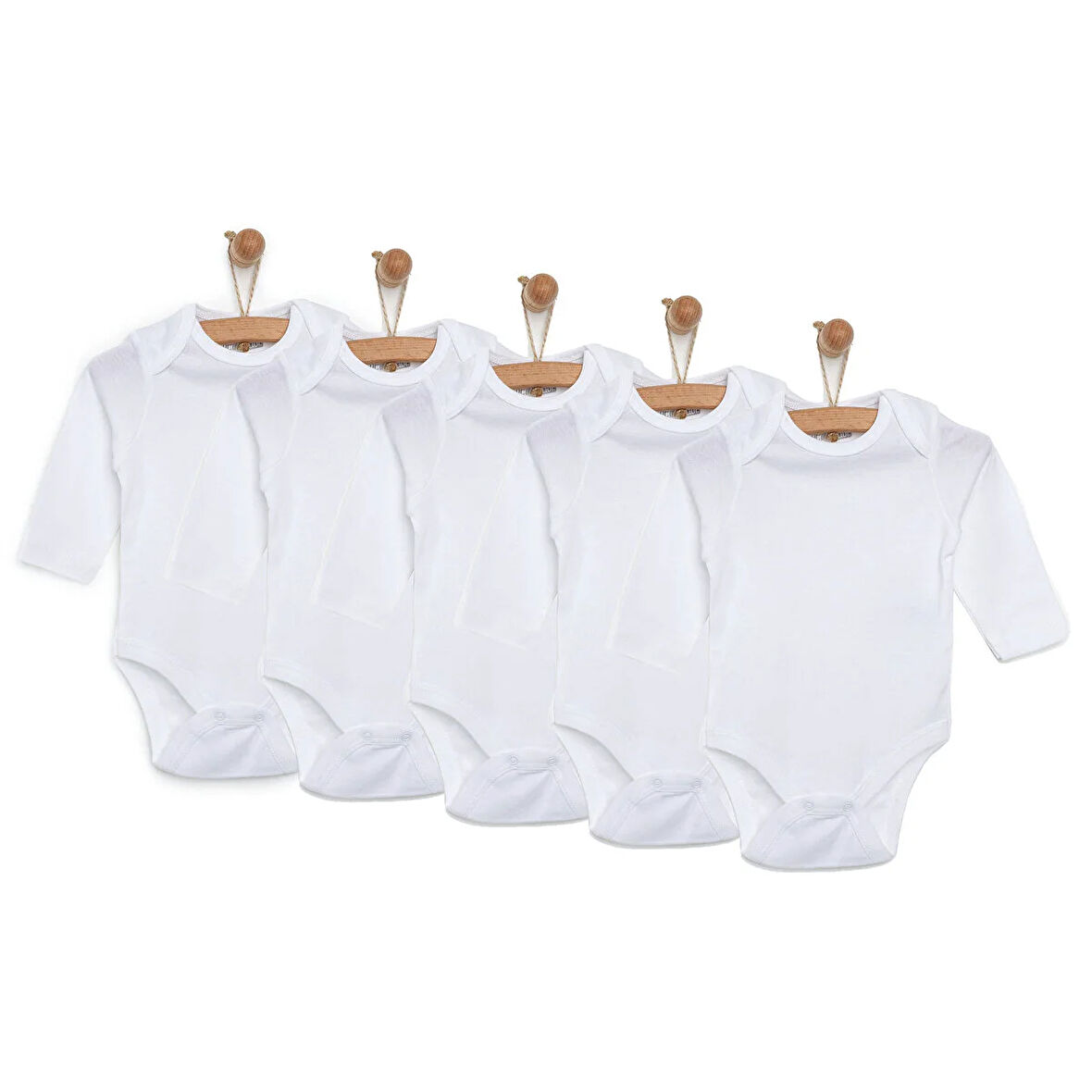 HelloBaby Beyaz Body Uzun Kol 5'li