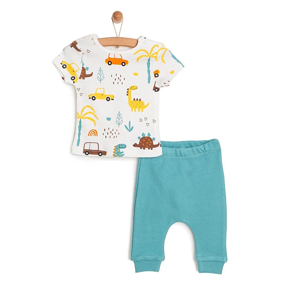 HelloBaby Yenidoğan Tshirt-Patiksiz Alt 2li Takım Erkek Bebek