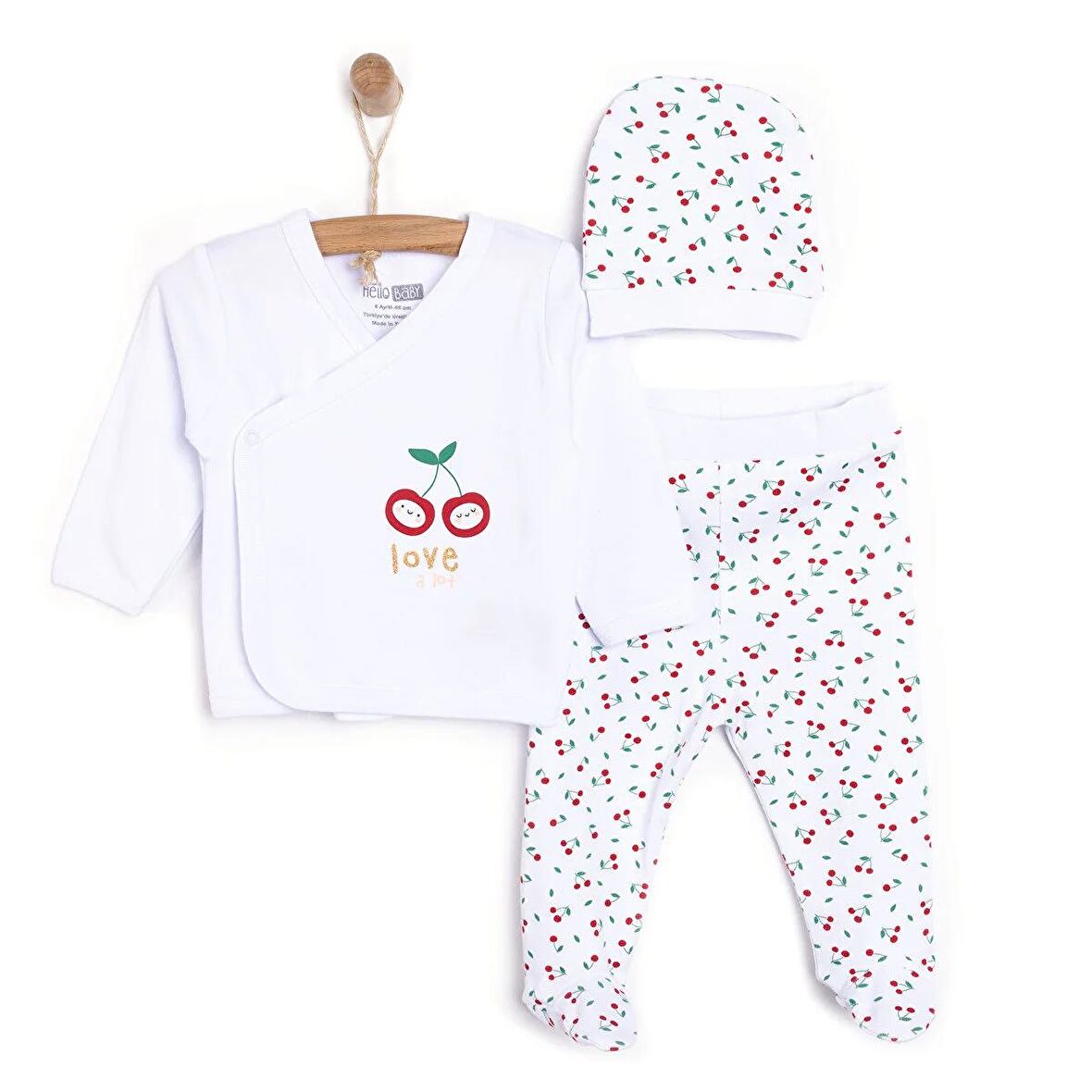 HelloBaby Yenidoğan Zıbın-Şapka-Patikli Alt Kız Bebek