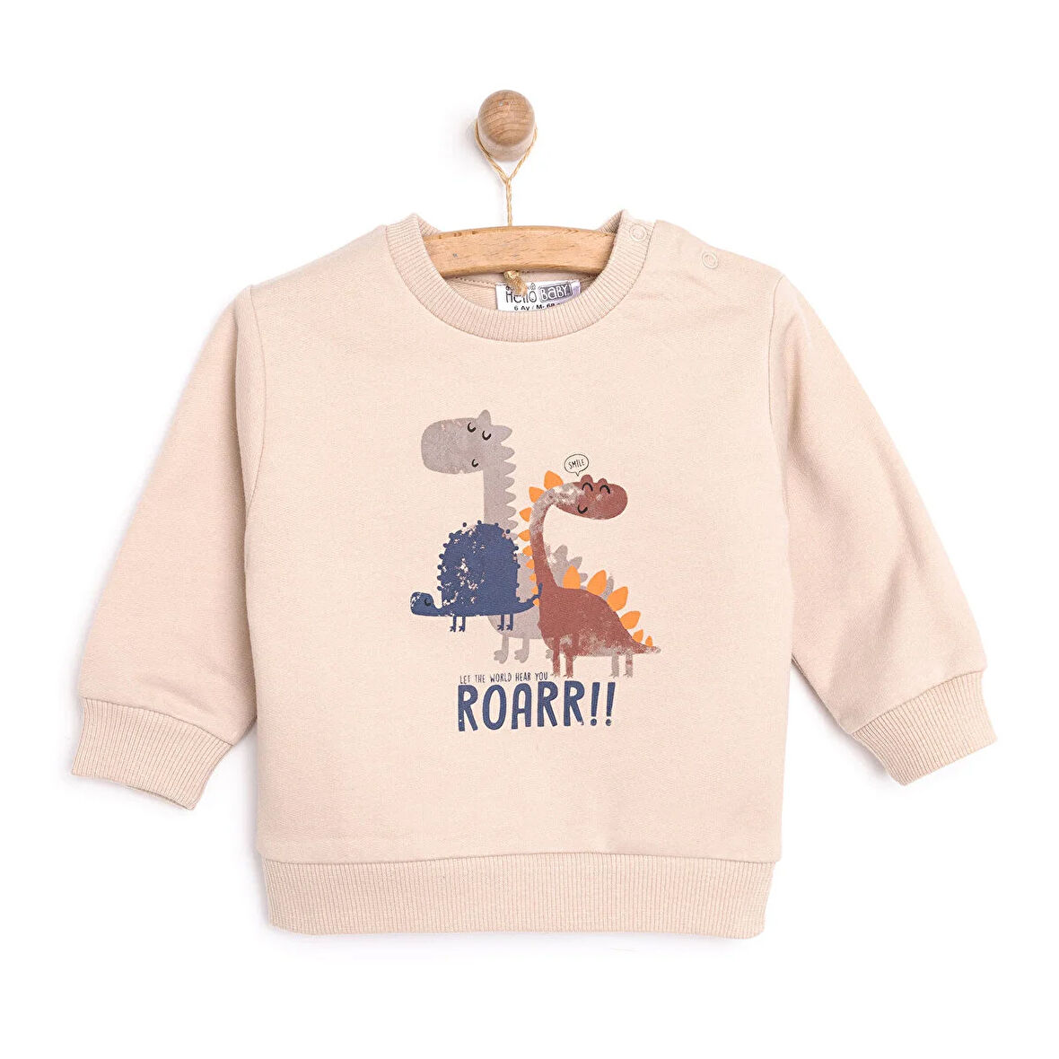 HelloBaby Basic Az Şardonlu Roarr Desenli Sweatshirt Erkek Bebek