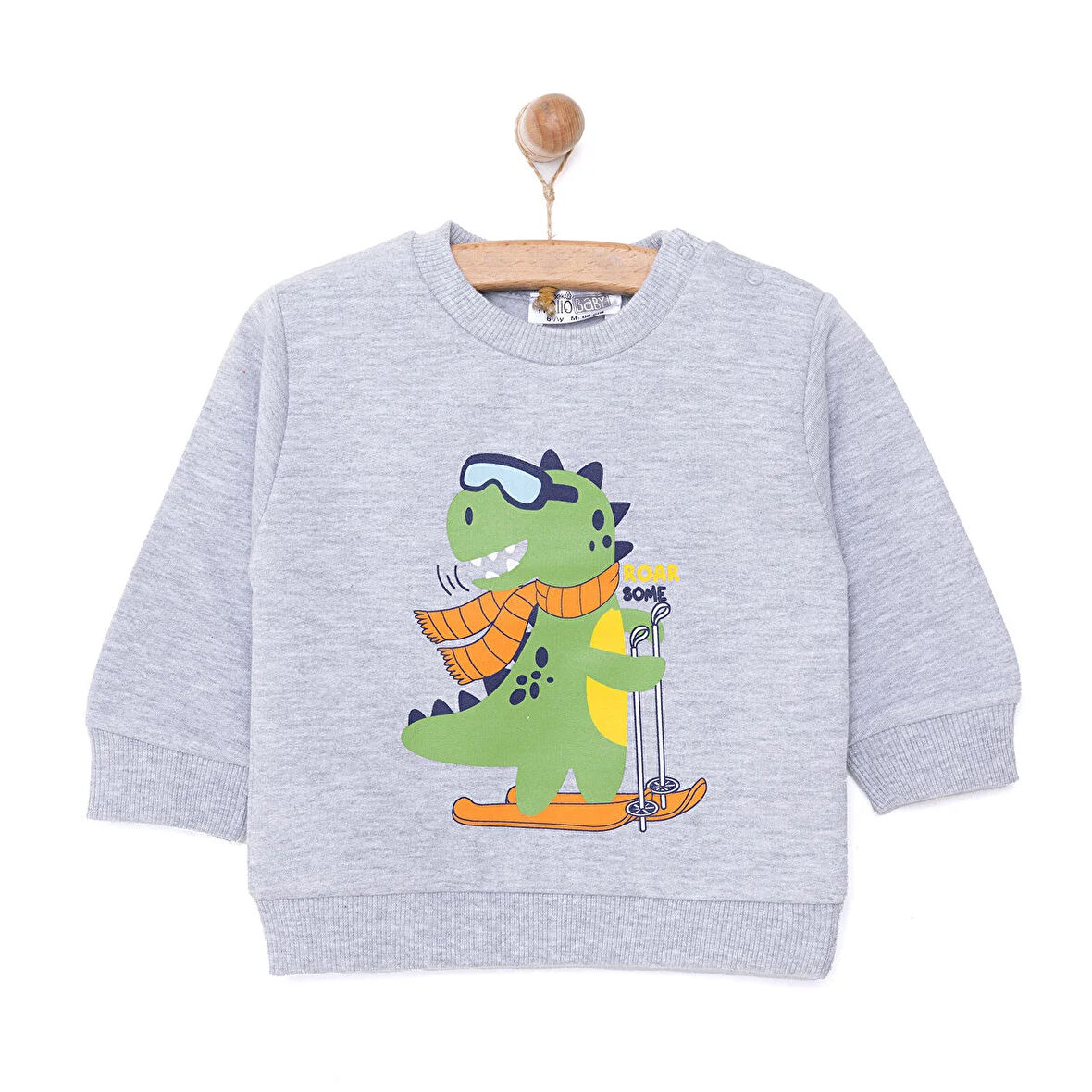 HelloBaby Basic Az Şardonlu Dinozor Desenli Sweatshirt Erkek Bebek