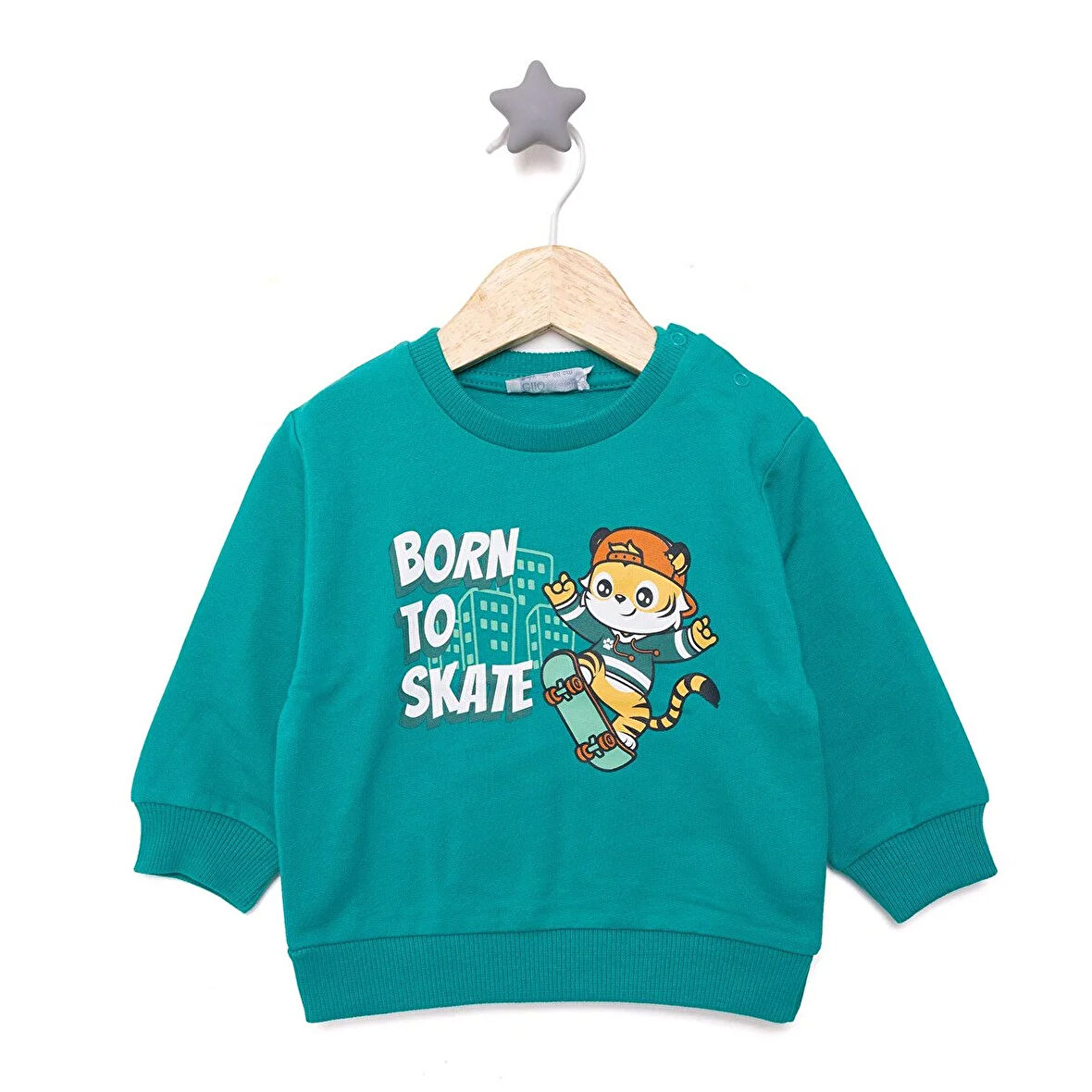 HelloBaby Basic Az Şardonlu Kedi Desenli Sweatshirt Erkek Bebek