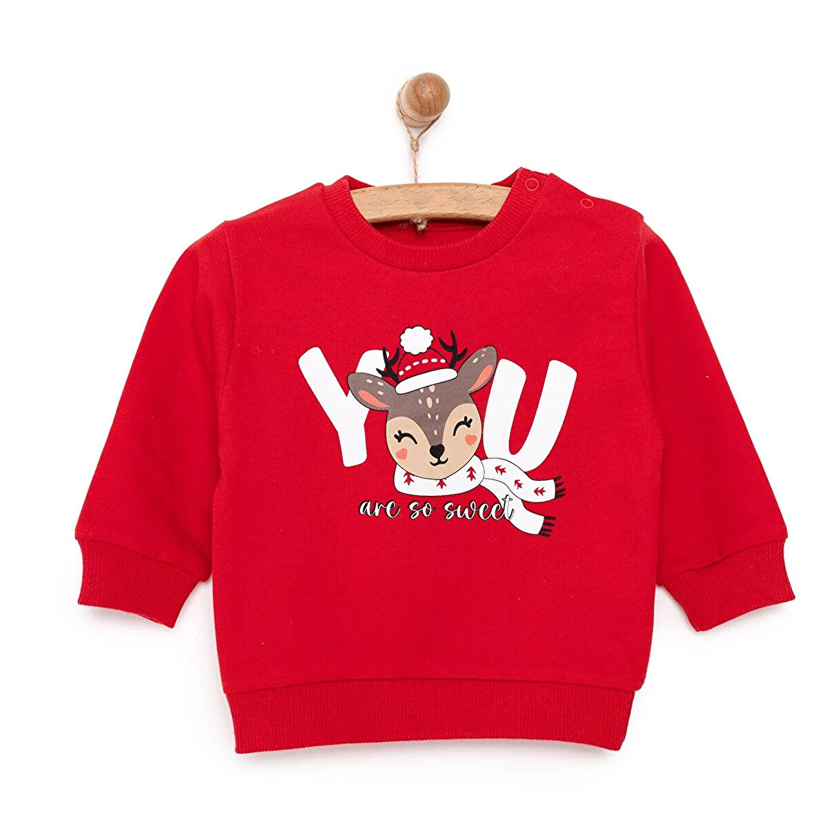 HelloBaby Basic Az Şardonlu Geyik Desenli Sweatshirt Kız Bebek