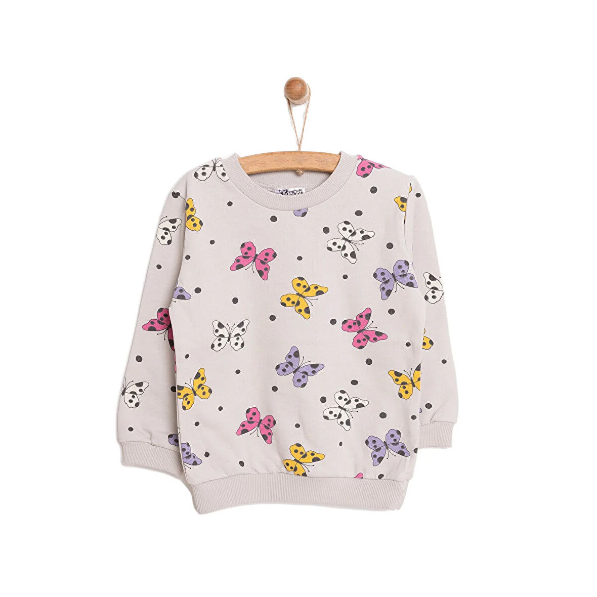 HelloBaby Basic Az Şardonlu Kelebek Desenli Sweatshirt Kız Bebek