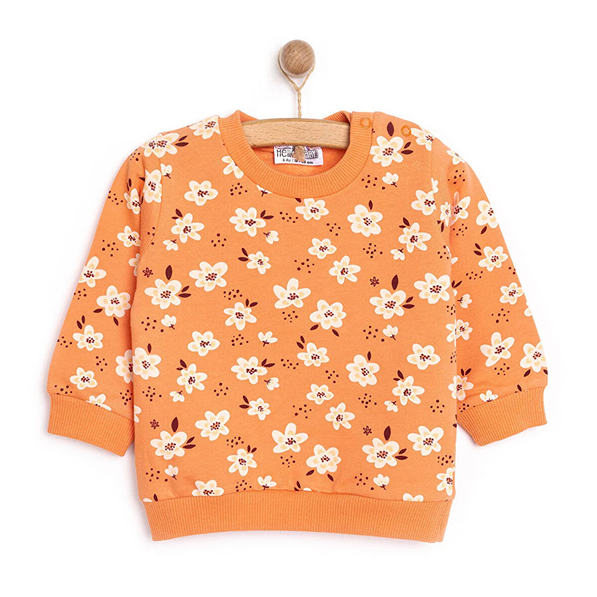 HelloBaby Basic Az Şardonlu Çiçek Desenli Sweatshirt Kız Bebek