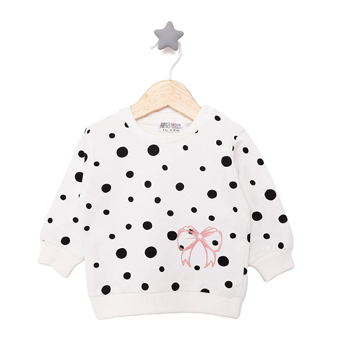 HelloBaby Basic Az Şardonlu Puantiye Desenli Sweatshirt Kız Bebek