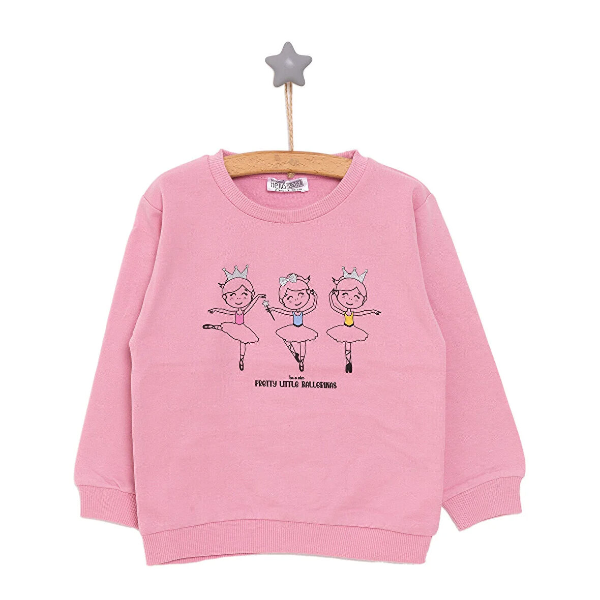 HelloBaby Basic Az Şardonlu Balerin Desenli Sweatshirt Kız Bebek