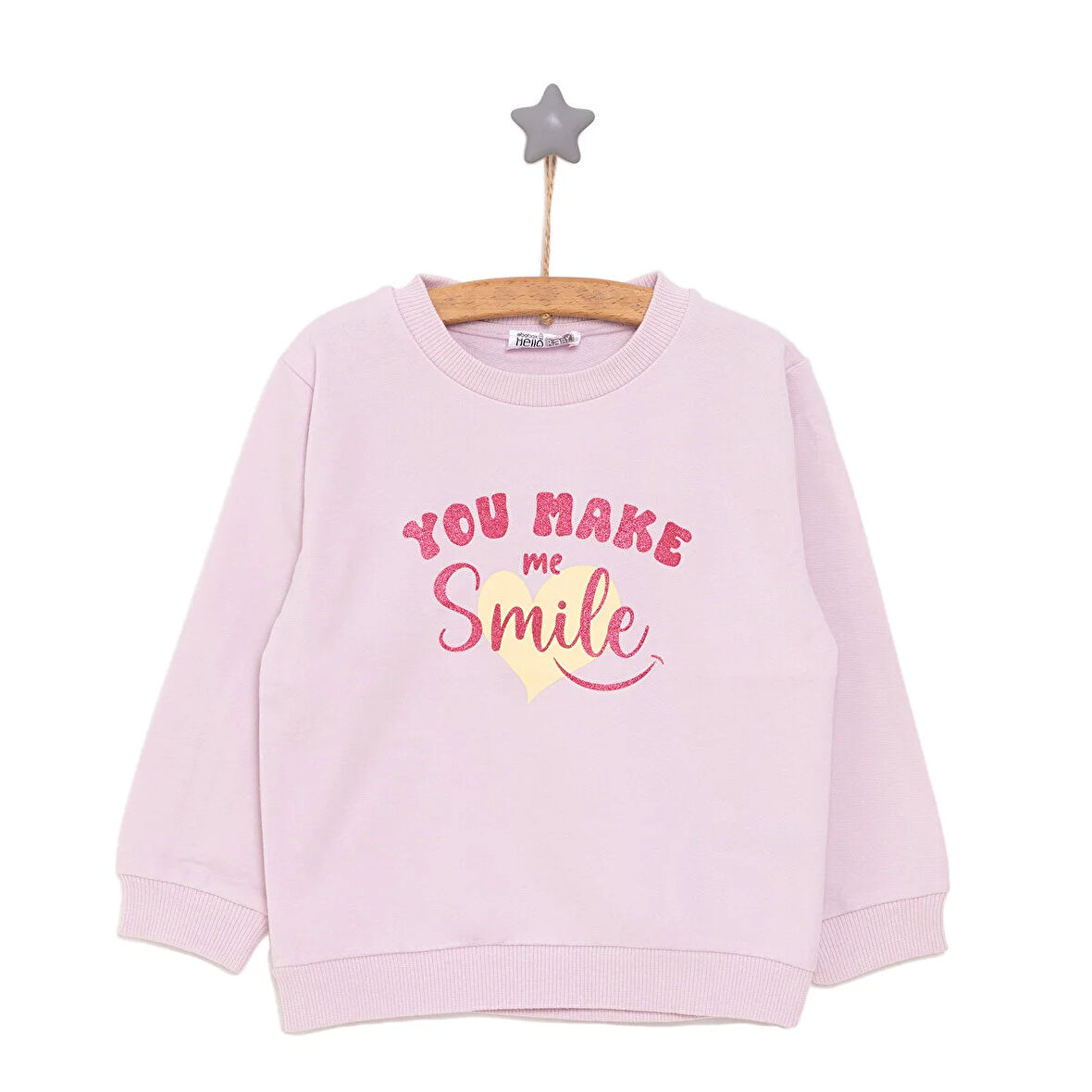 HelloBaby Basic Az Şardonlu Yazı Desenli Sweatshirt Kız Bebek