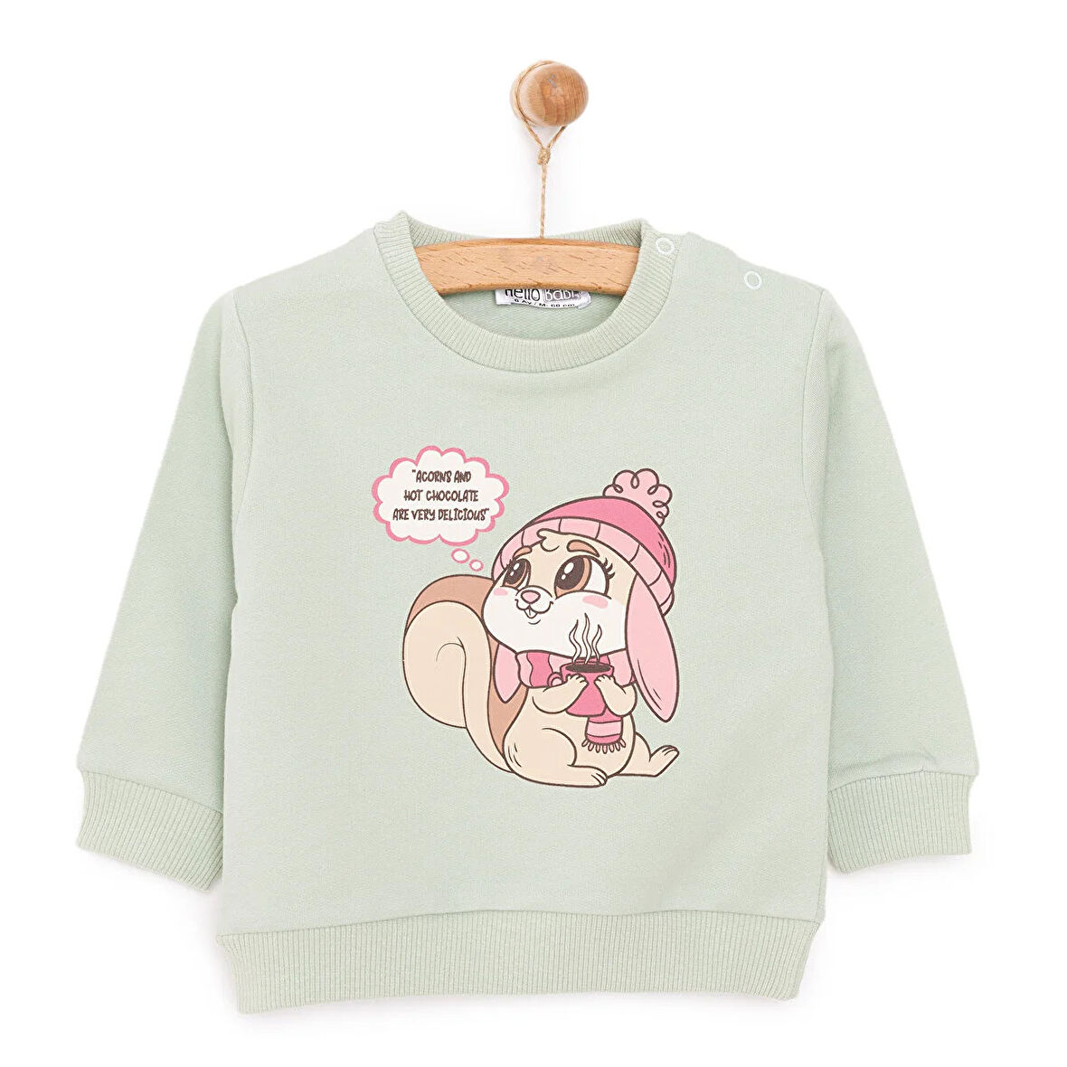 HelloBaby Basic Az Şardonlu Sincap Desenli Sweatshirt Kız Bebek