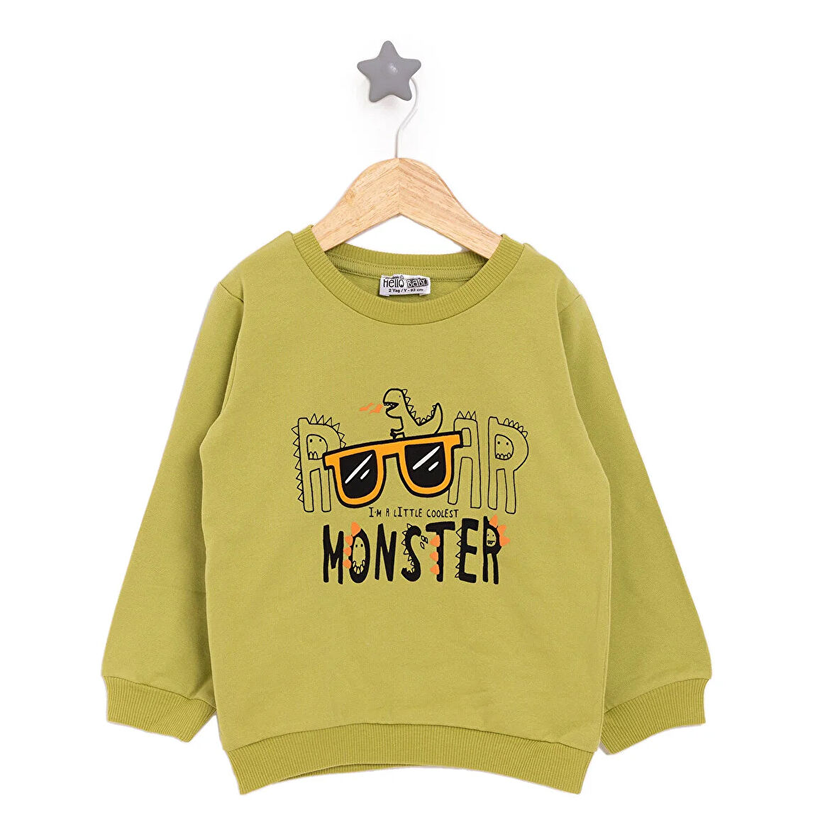 HelloBaby Basic Az Şardonlu Monster Desenli Sweatshirt