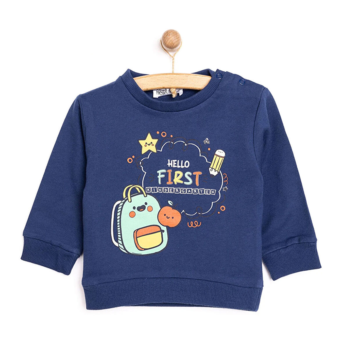 HelloBaby Basic Az Şardonlu Okul Temalı Sweatshirt Erkek Bebek