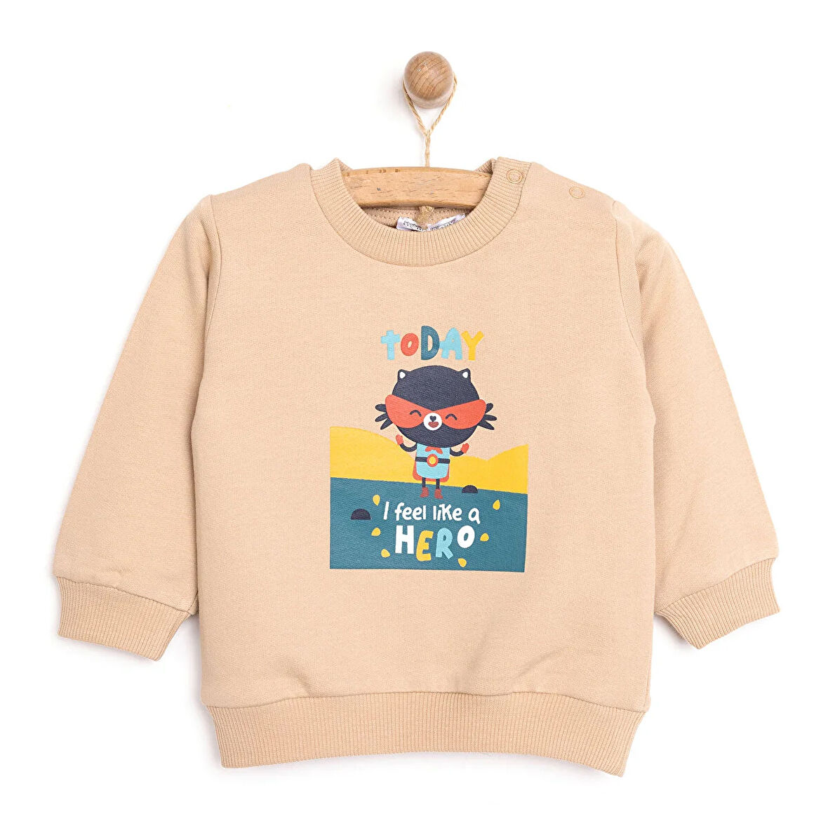 HelloBaby Basic Az Şardonlu Hero Baskılı Sweatshirt Erkek Bebek