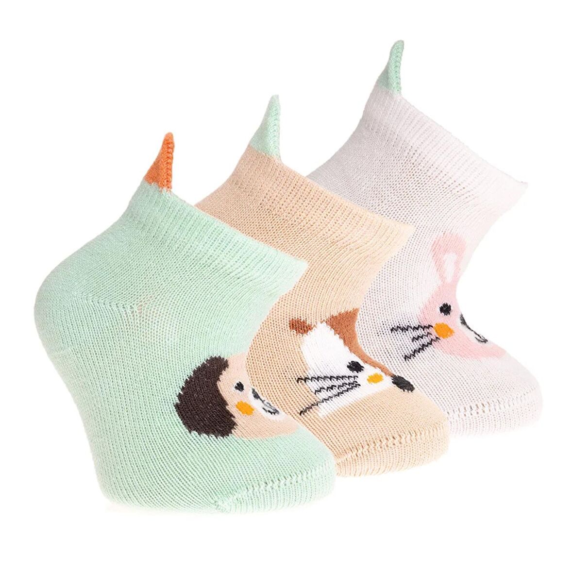 HelloBaby Hayvan Desenli 3'lü Bilek Çorap Kız Bebek