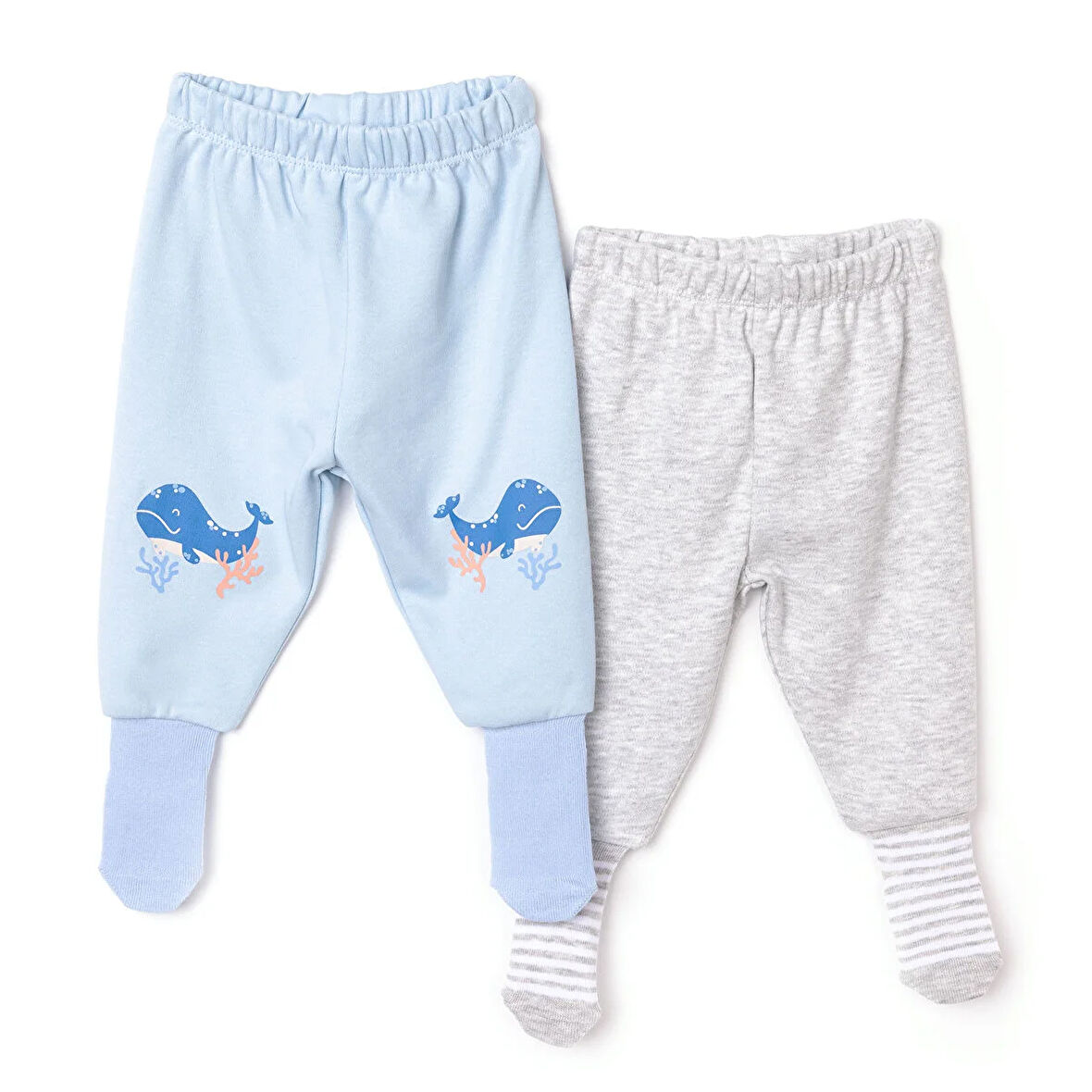 HelloBaby 2li Çoraplı Pantolon Melanj Erkek Bebek