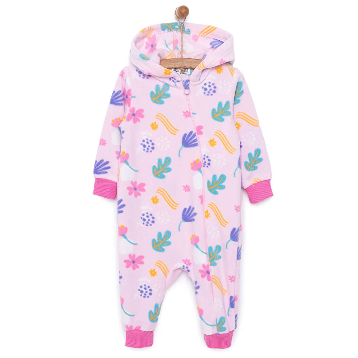 HelloBaby Basic Metraj Baskılı Polar Patiksiz Tulum Kız Bebek