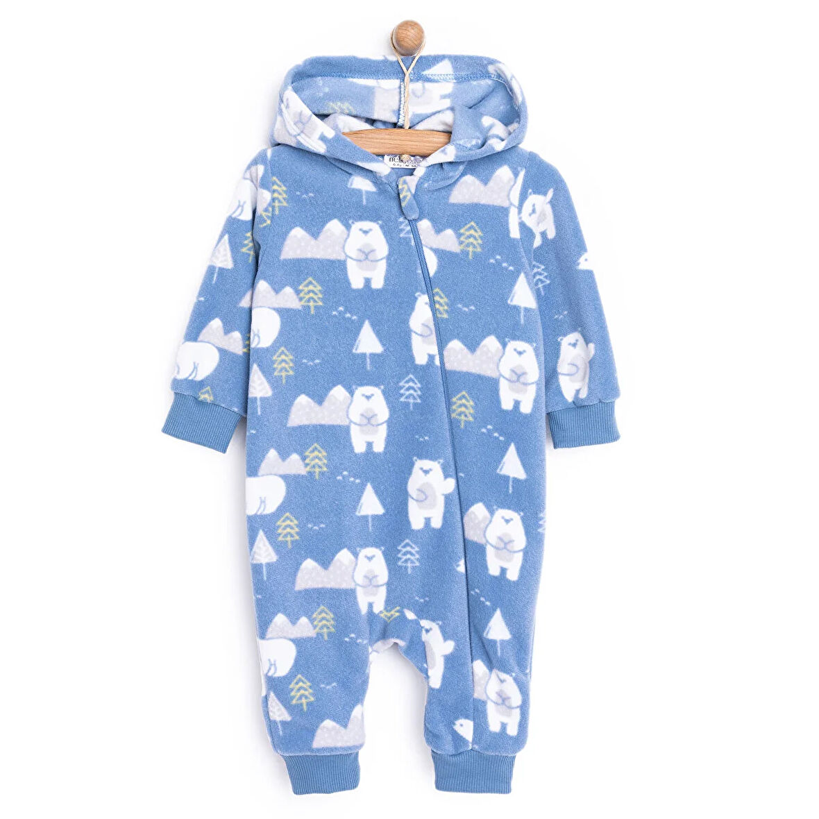 HelloBaby Basic Metraj Baskılı Polar Patiksiz Tulum Erkek Bebek