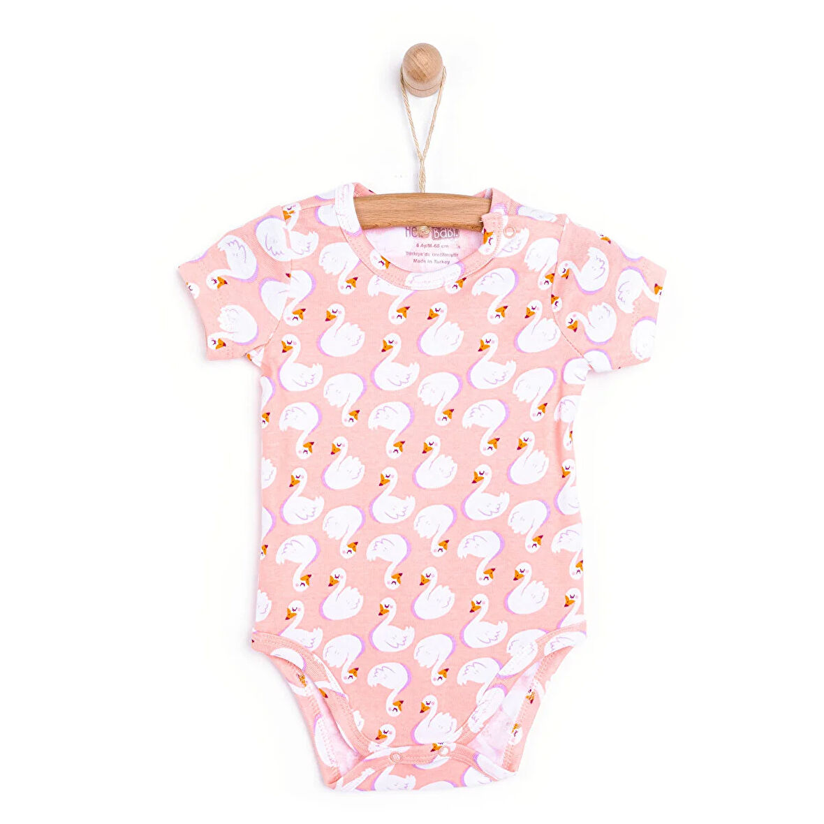 HelloBaby Metraj Baskılı Kısa Kol Body Kız Bebek
