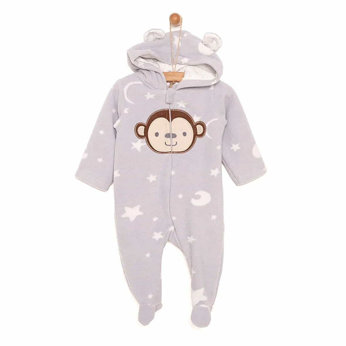 HelloBaby Yenidoğan Polar Kapüşonlu Patikli Tulum Erkek Bebek