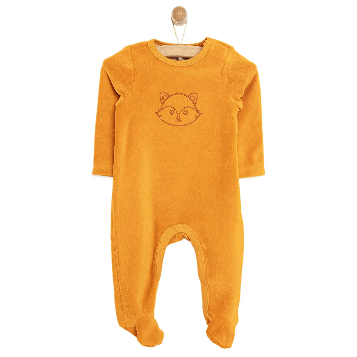 HelloBaby Yenidoğan Unisex Nakışlı Kadife Patikli Tulum Unisex