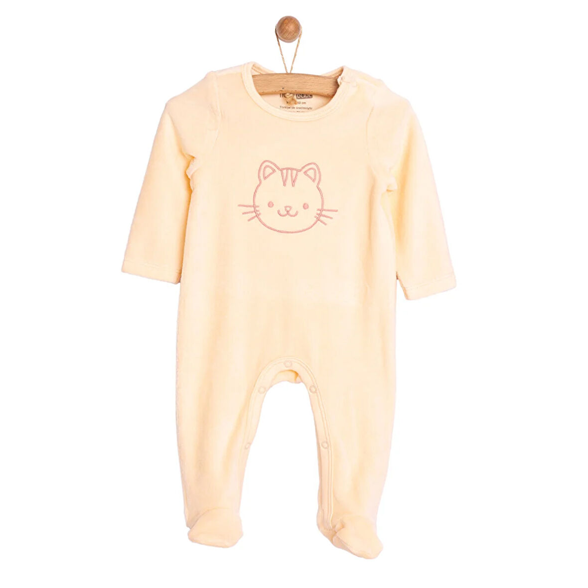 HelloBaby Yenidoğan Nakışlı Kadife Patikli Tulum Kız Bebek