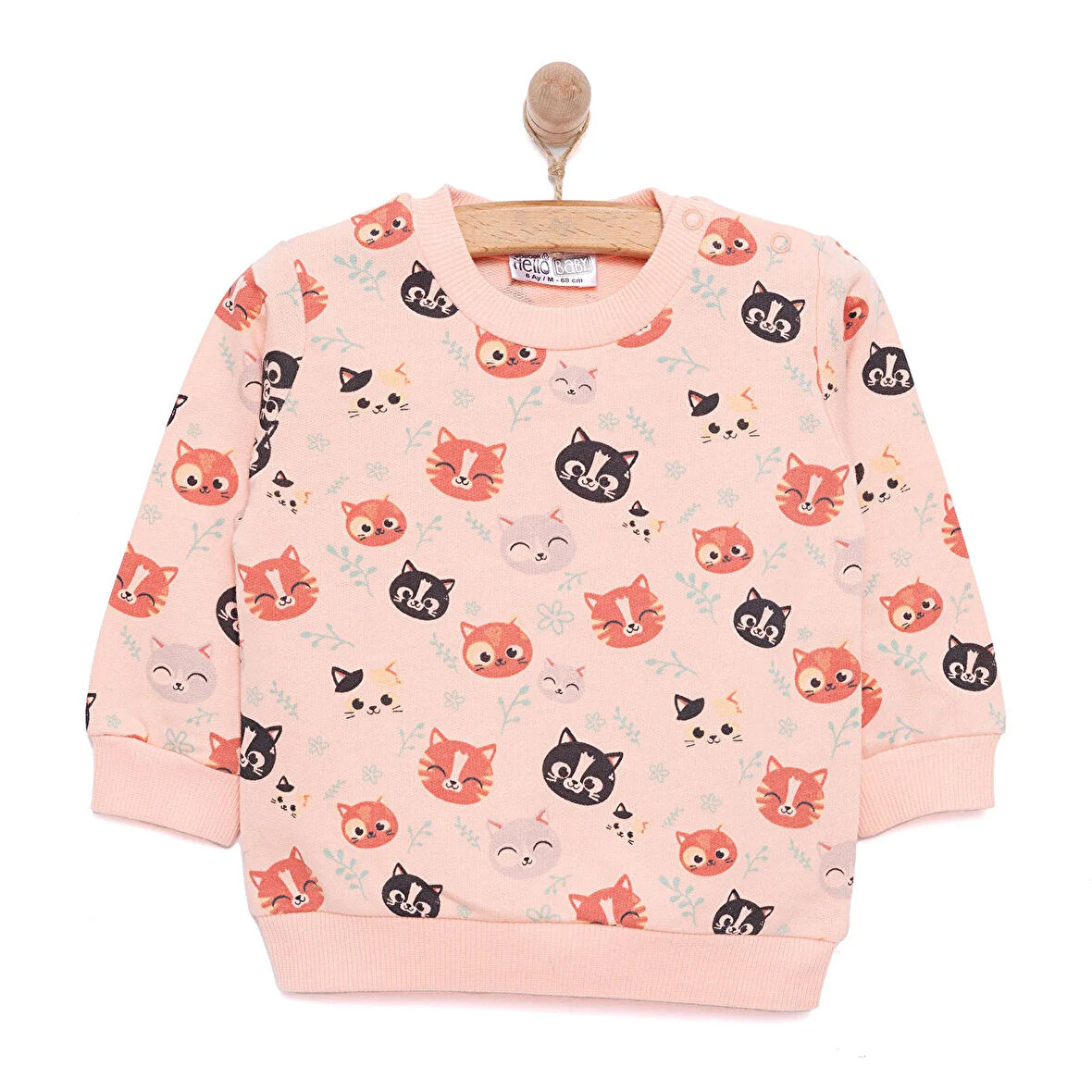HelloBaby Basic Kedi Desenli Sweatshirt Kız Bebek