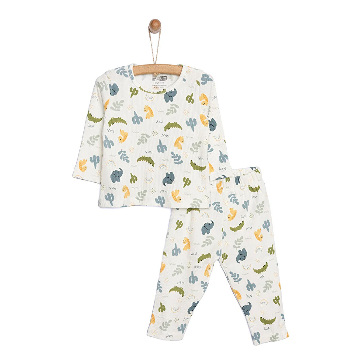 HelloBaby Kaşkorse Fil Desenli Uzun Kol Pijama Takımı