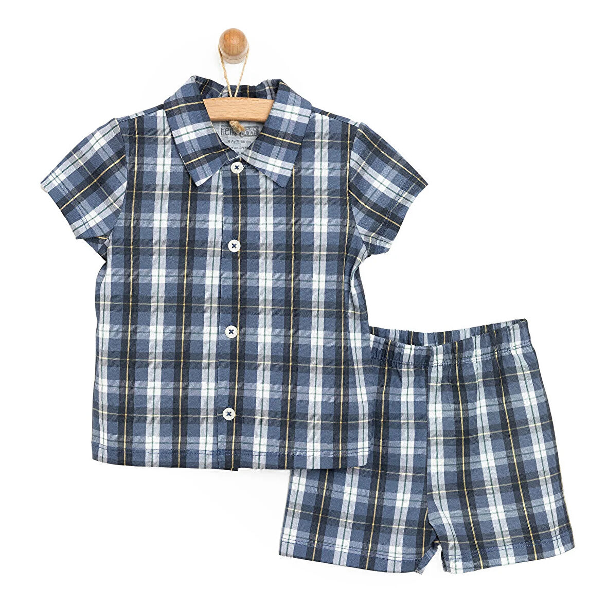 HelloBaby Kısa Kol Gömlek Yaka Pijama Takımı Erkek Bebek