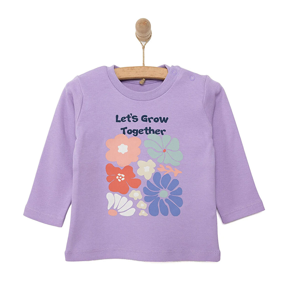 HelloBaby Basic Çiçek Desenli İnterlok Uzun kol Tshirt Kız Bebek