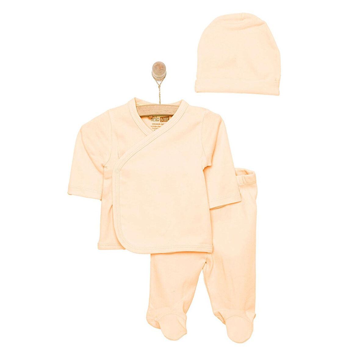 HelloBaby Yenidoğan Organik Zıbın-Şapka-Patikli Alt Unisex