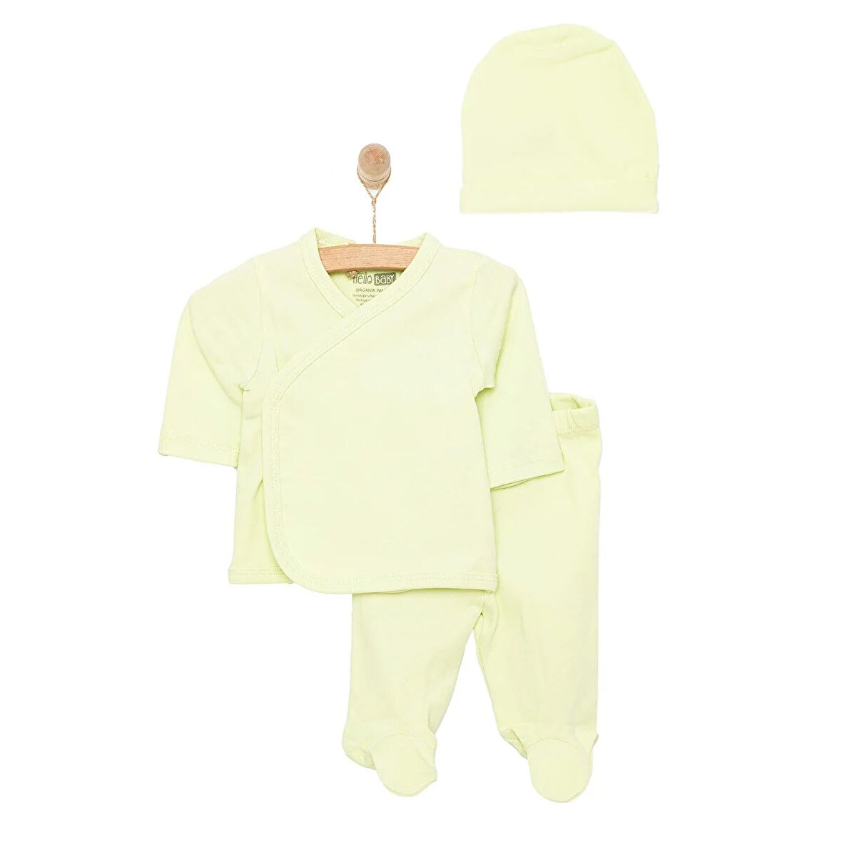 HelloBaby Yenidoğan Organik Zıbın-Şapka-Patikli Alt Unisex