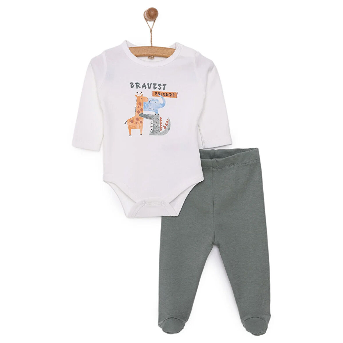 HelloBaby Hayvanlar Baskılı Yenidoğan Erkek Body-Patikli Alt Erkek Bebek