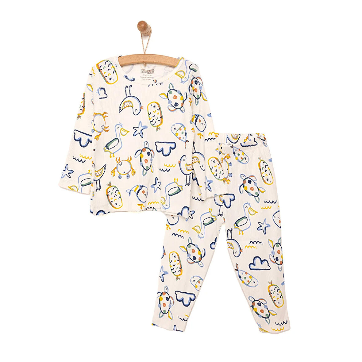 HelloBaby Kaşkorse Hayvan Desenli Uzun Kol Pijama Takımı