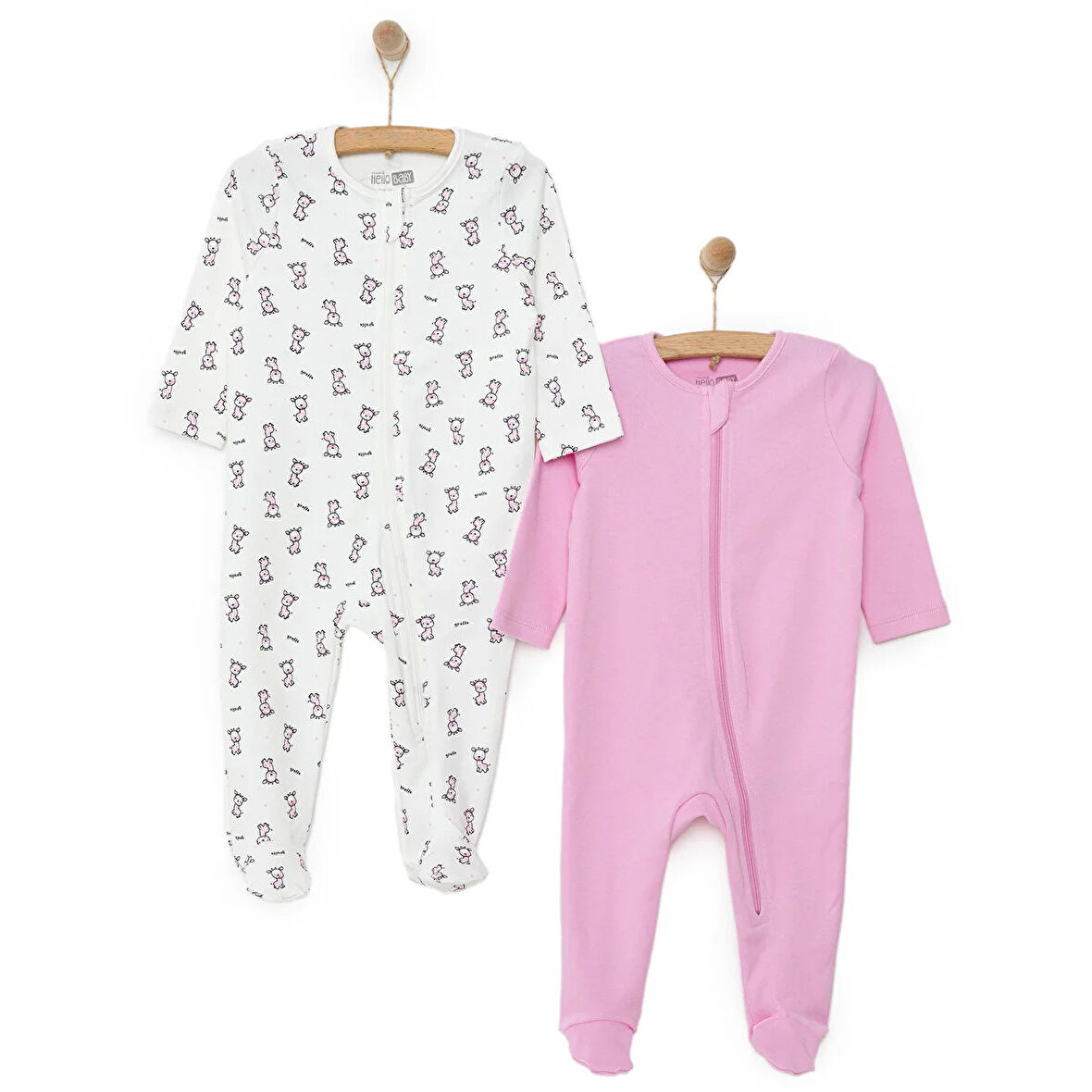 HelloBaby Yenidoğan Kız 2li Patikli Tulum Kız Bebek