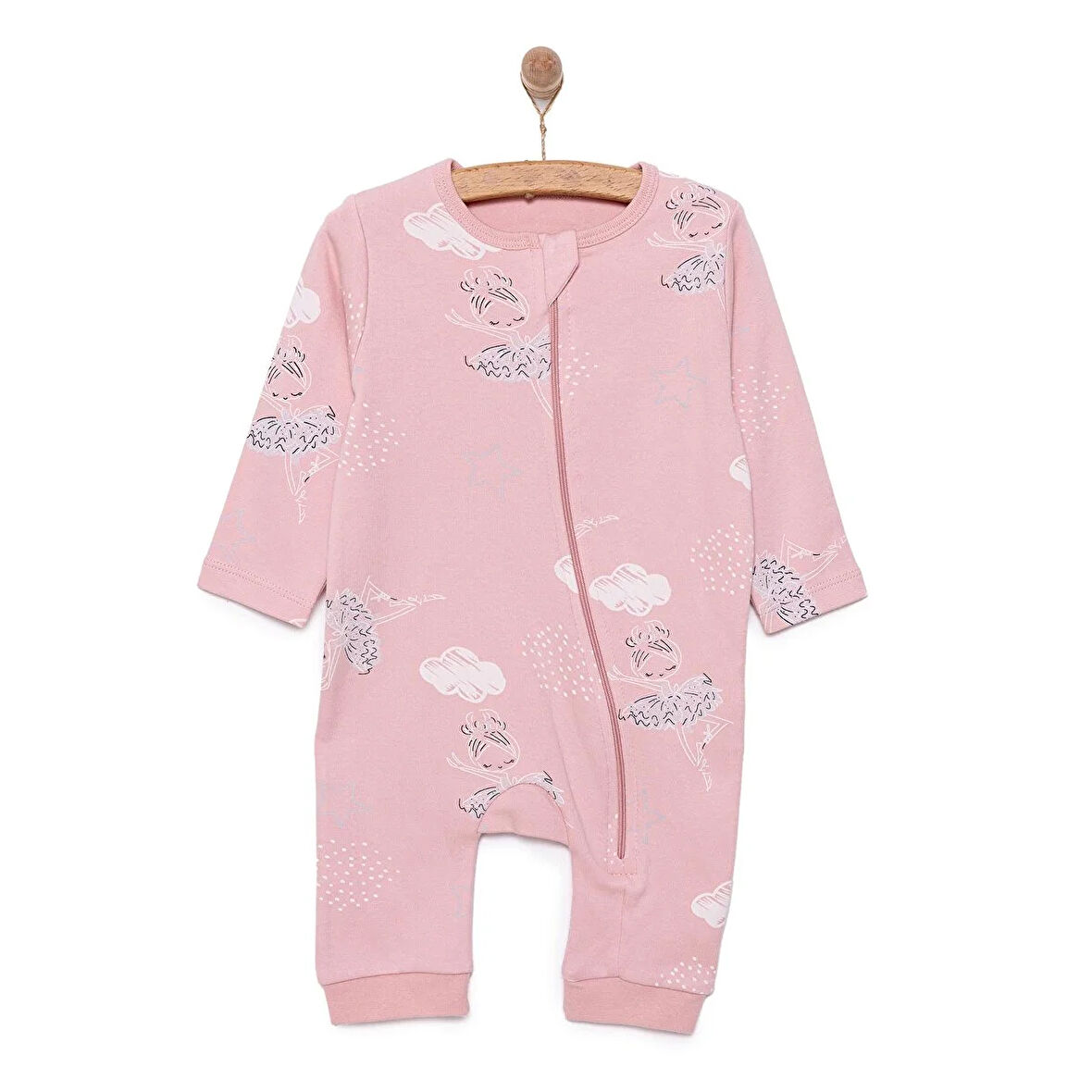 HelloBaby Fermuarlı Patiksiz Tulum Kız Bebek