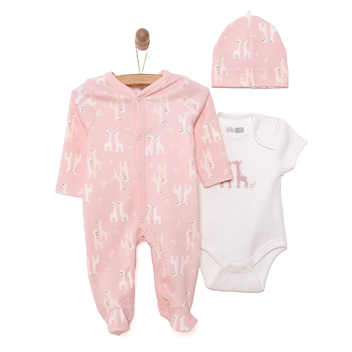 HelloBaby Kız Tulum-Body-Şapka Kız Bebek